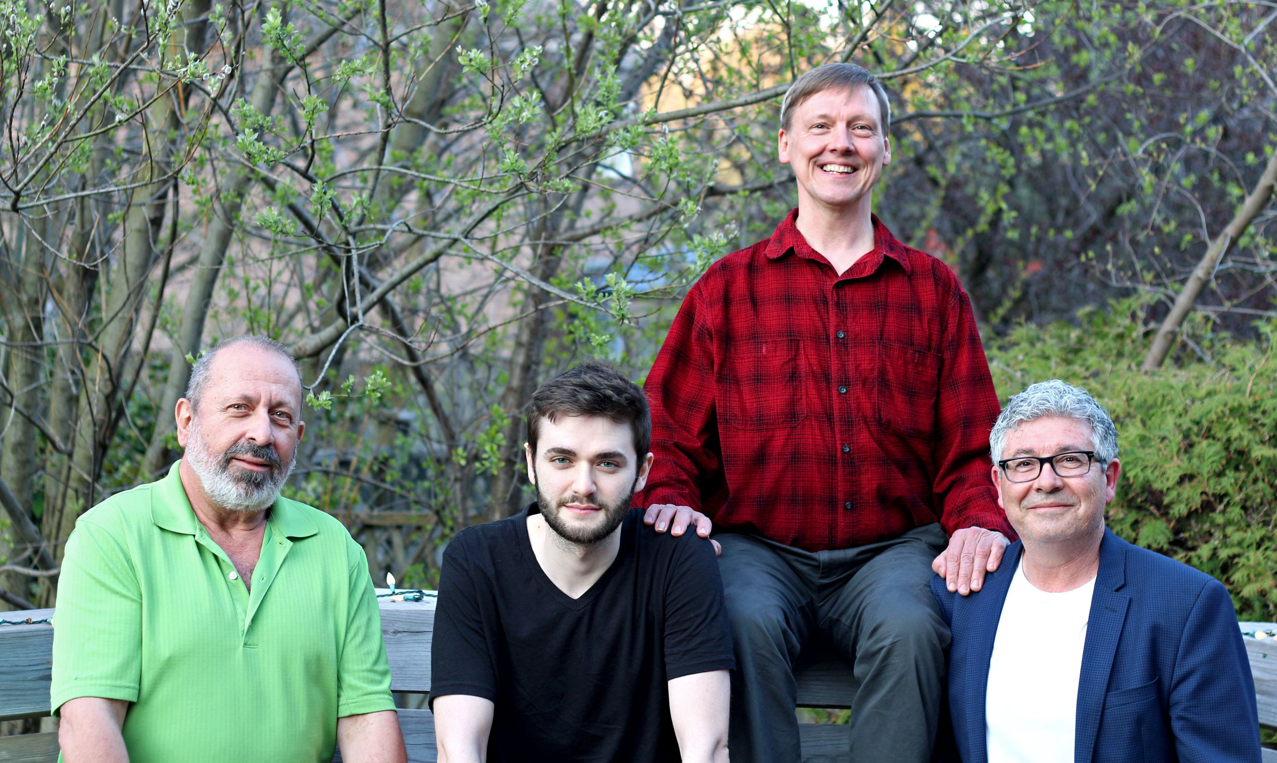 Peter, Braedon, Eric and Burke in the backyard